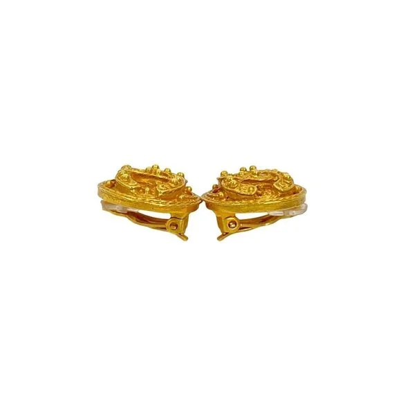 CHANEL Authentic Gold Logo Earrings